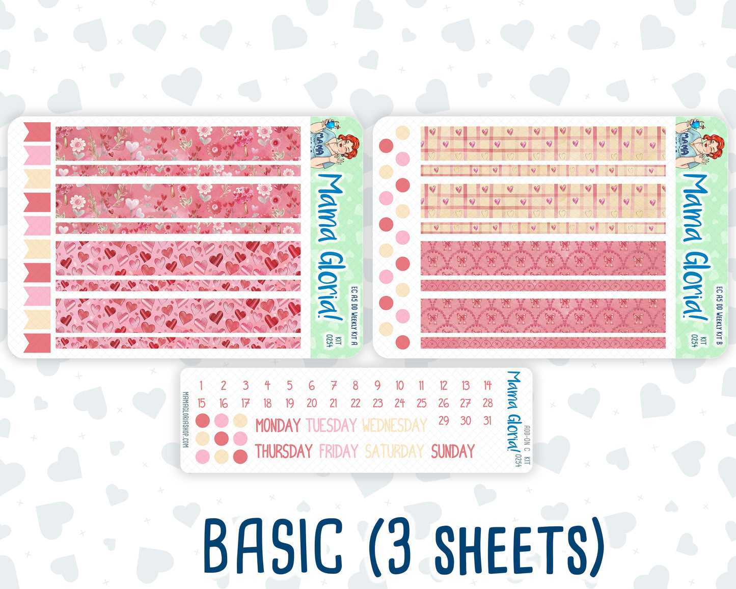 Kit 0254 - A5 - Daily Duo - Weekly Kit - February - Valentine Village