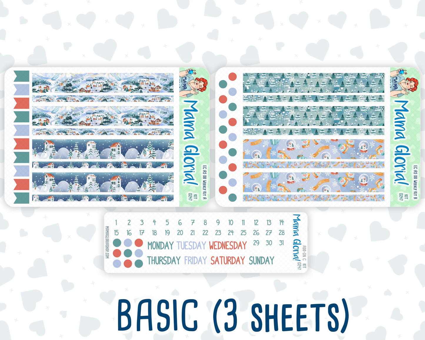 Kit 0247 - A5 - Daily Duo - Weekly Kit - December - Snow Day Adventures