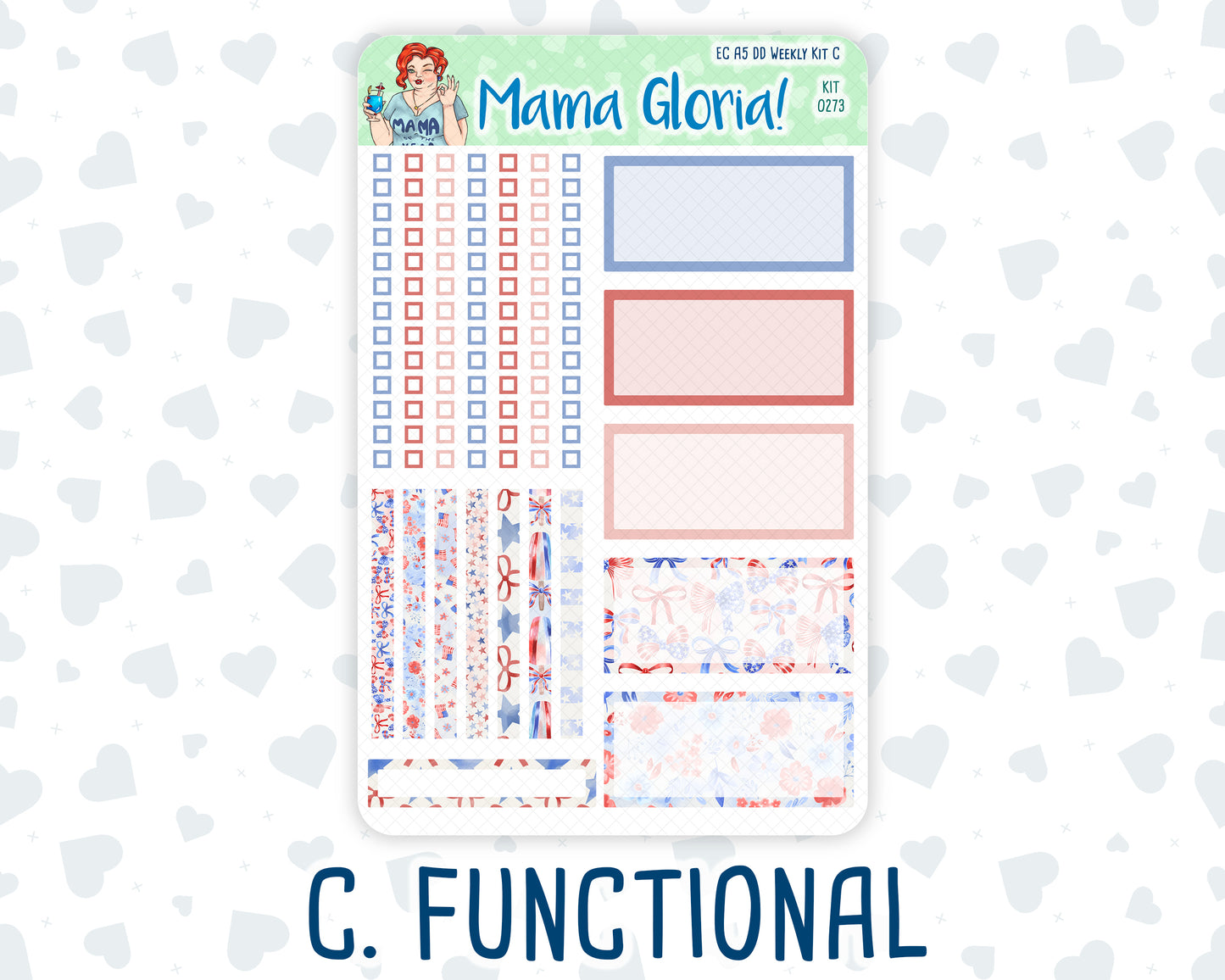 Kit 0273 - A5 - Daily Duo - Weekly Kit - July - Americana In Bloom