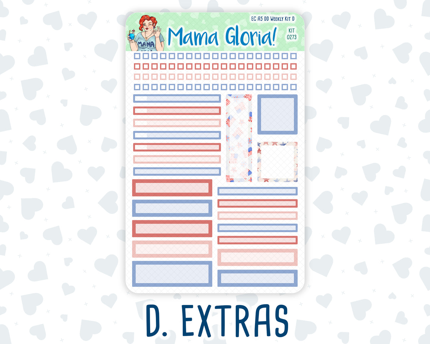 Kit 0273 - A5 - Daily Duo - Weekly Kit - July - Americana In Bloom