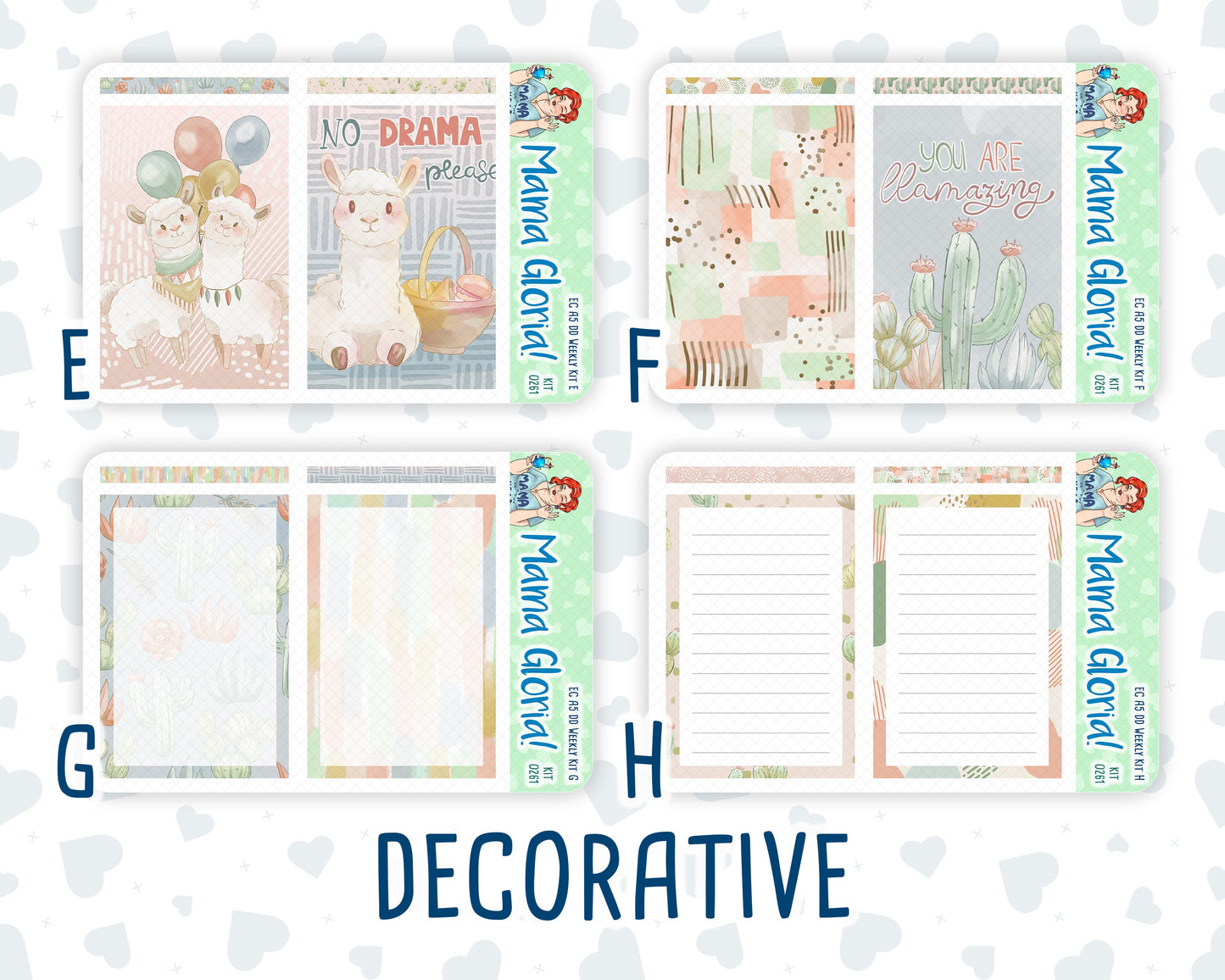 Kit 0261 - A5 - Daily Duo - Weekly Kit - April - Llama Spring