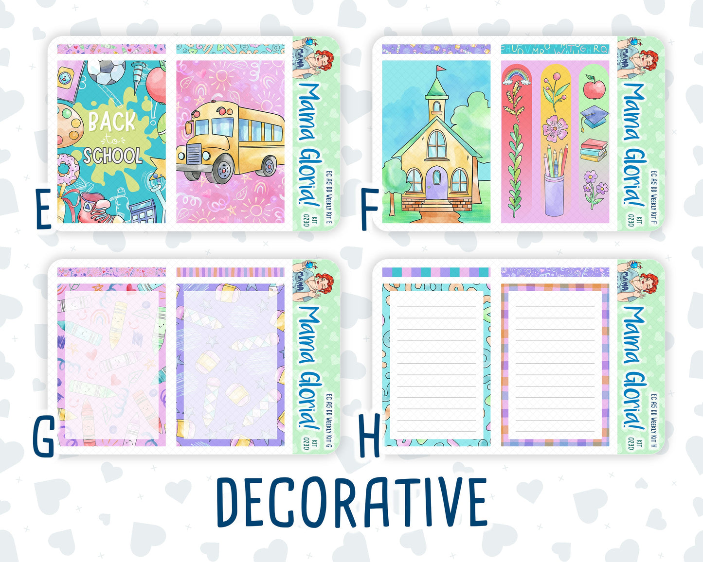 Kit 0230 - A5 - Daily Duo - Weekly Kit - August - School Daze