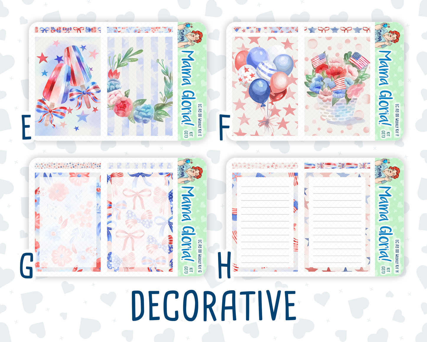 Kit 0273 - A5 - Daily Duo - Weekly Kit - July - Americana In Bloom