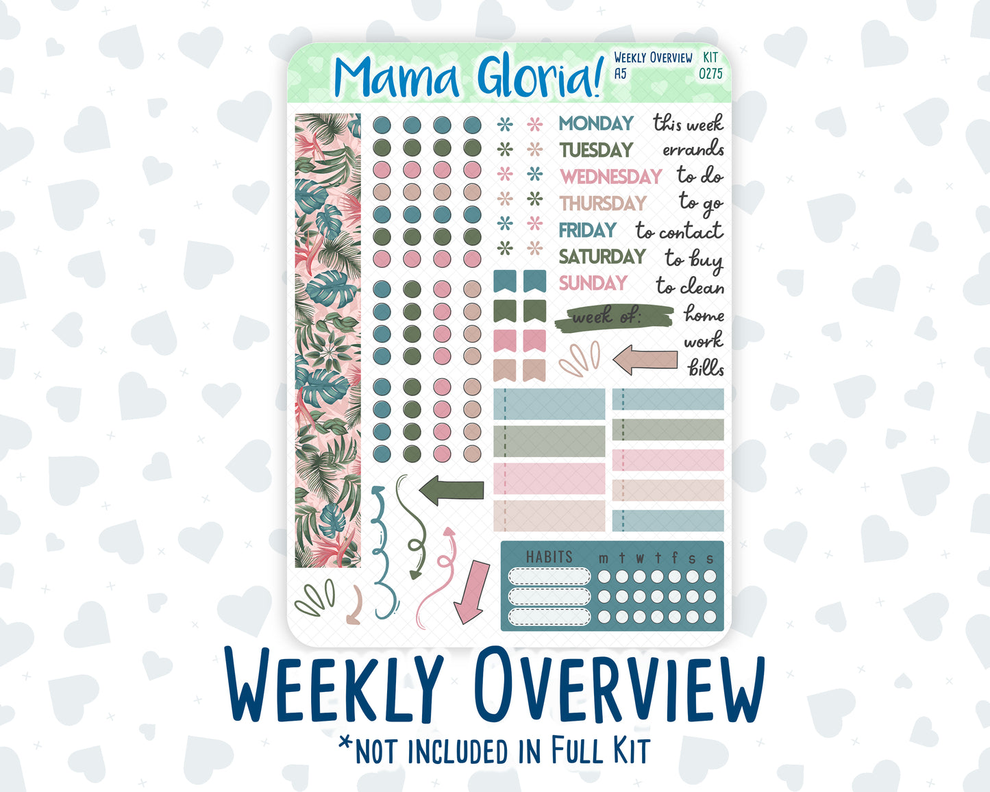 Kit 0275 - A5 - Daily Duo - Weekly Kit - July - Tropical Safari Blush