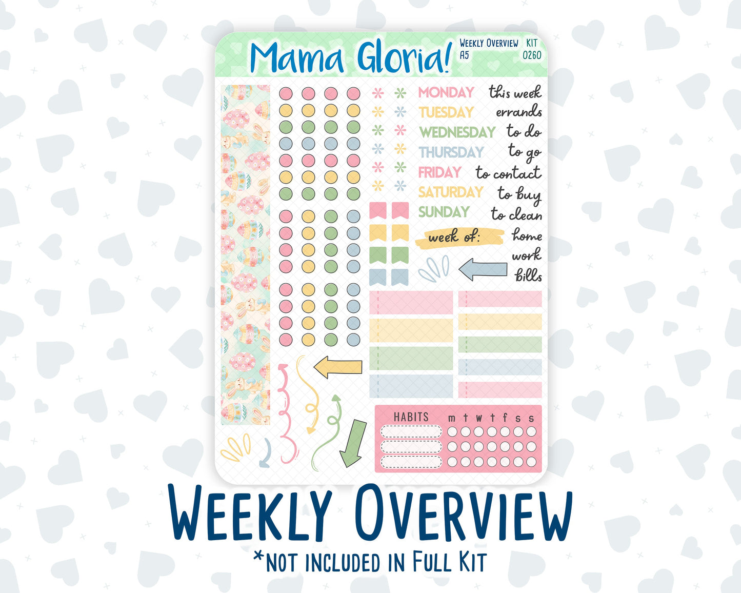 Kit 0260 - A5 - Daily Duo - Weekly Kit - April - Pastel Egg Hunt