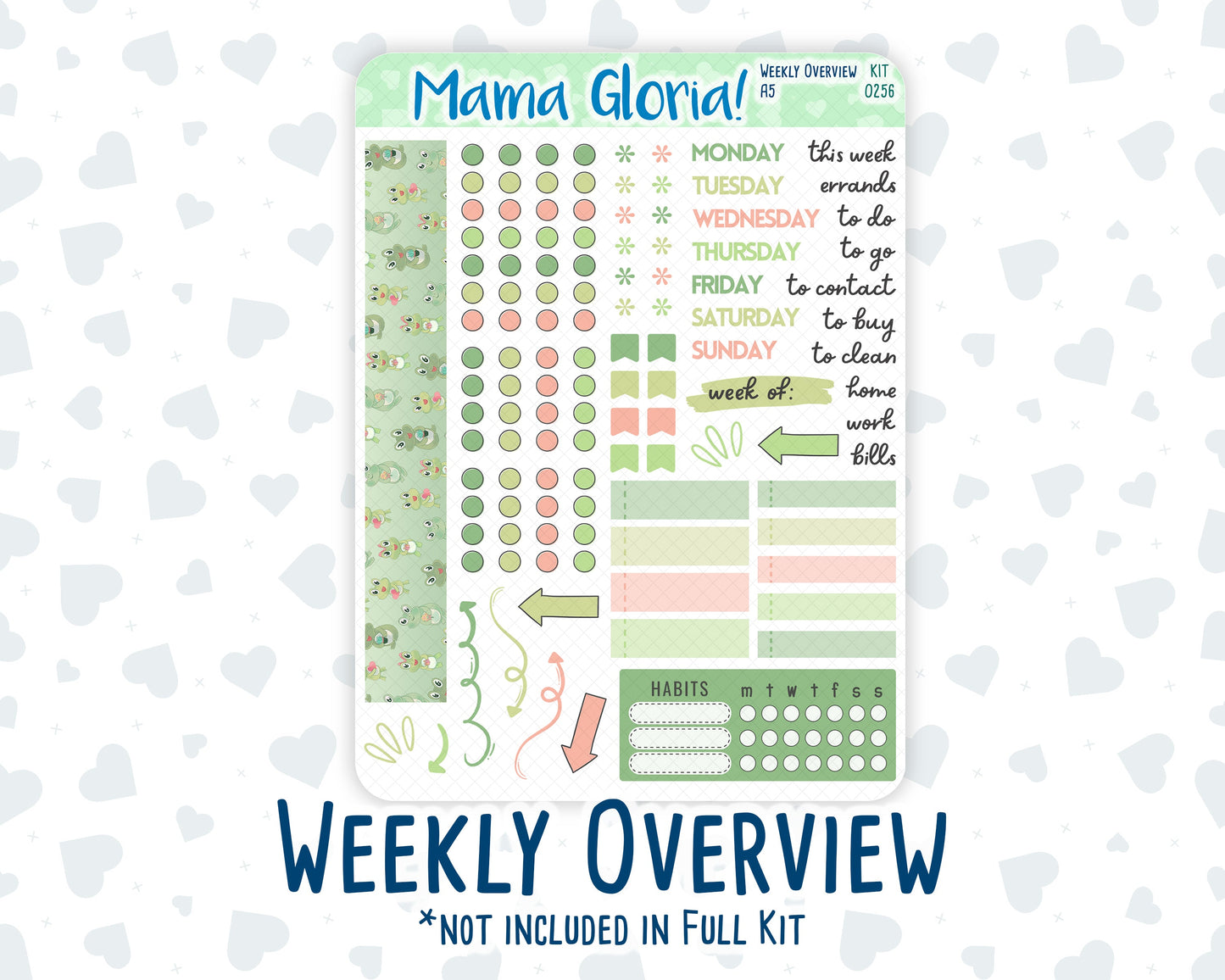Kit 0256 - A5 - Daily Duo - Weekly Kit - March - Froggy Luck