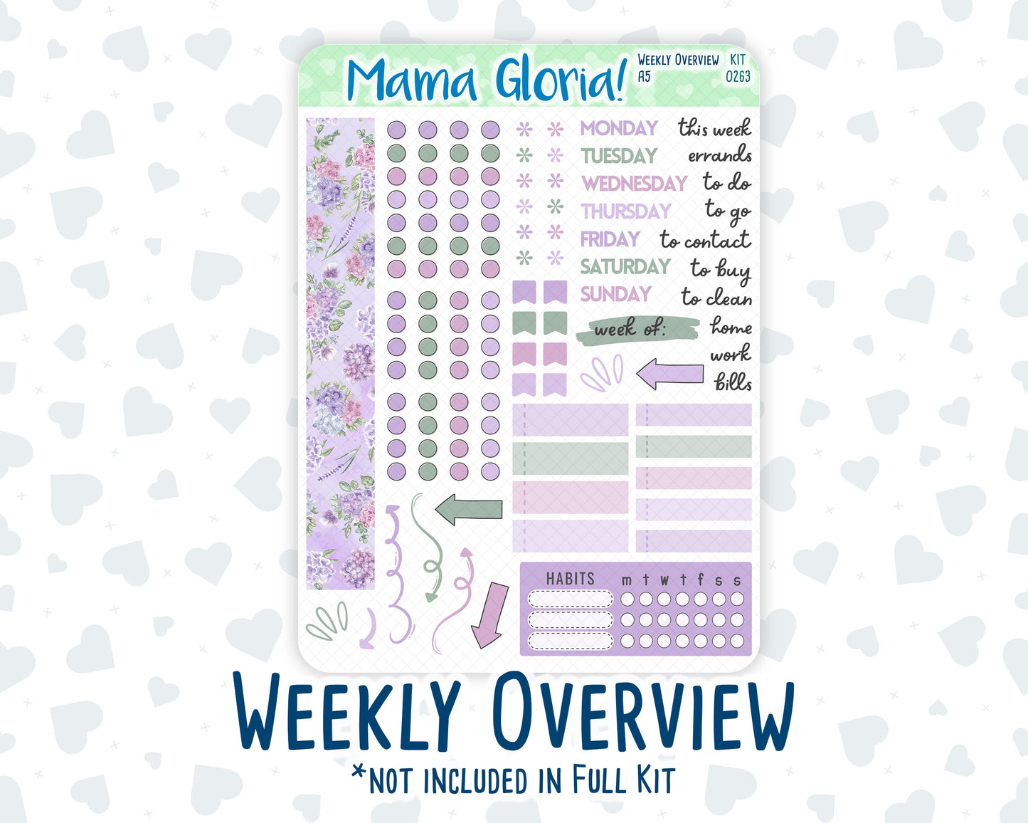 Kit 0263 - A5 - Daily Duo - Weekly Kit - April - Lavender Drift