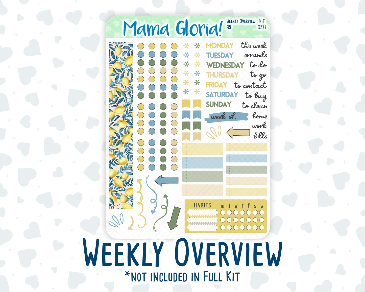 Kit 0274 - A5 - Daily Duo - Weekly Kit - July - Sunny Lemon Shore