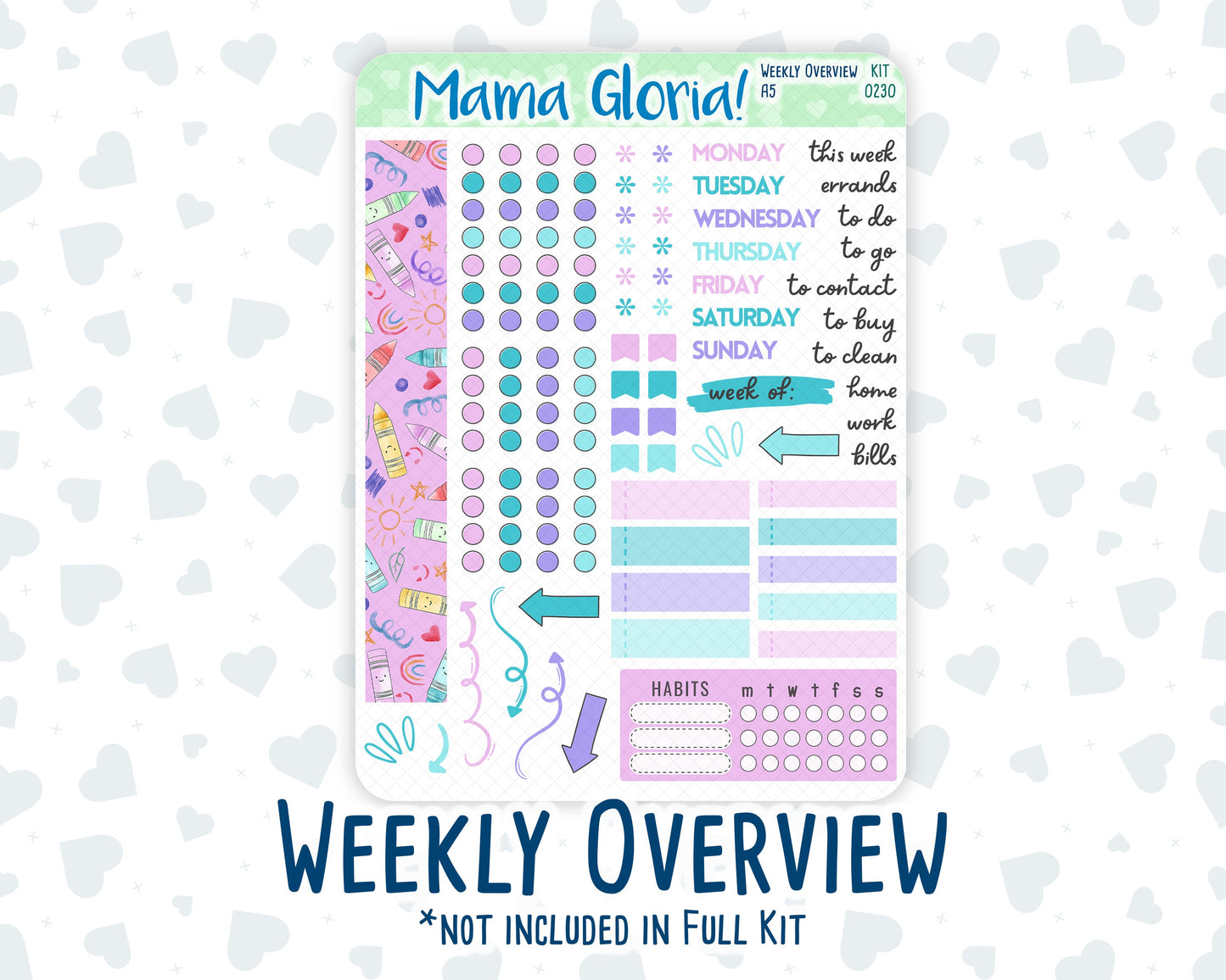 Kit 0230 - A5 - Daily Duo - Weekly Kit - August - School Daze