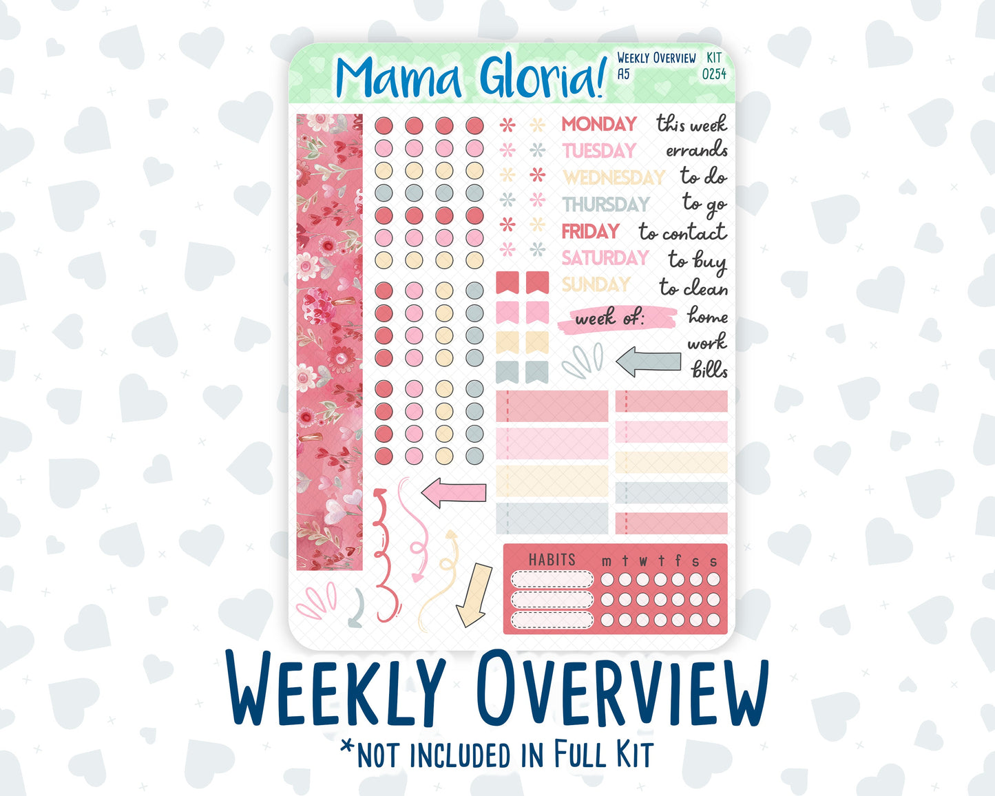 Kit 0254 - A5 - Daily Duo - Weekly Kit - February - Valentine Village