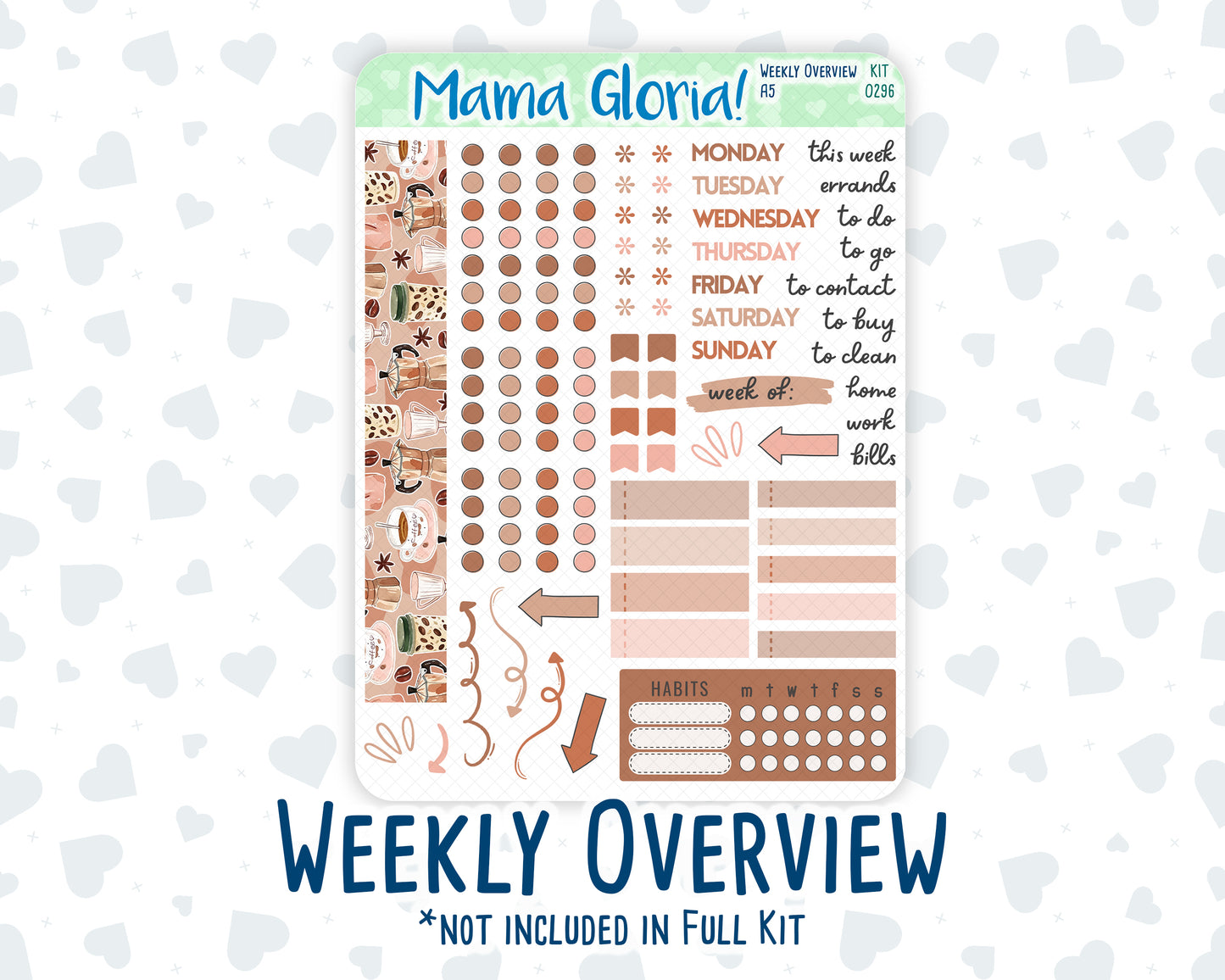 Kit 0296 - A5 - Daily Duo - Weekly Kit - September - Coffee Break