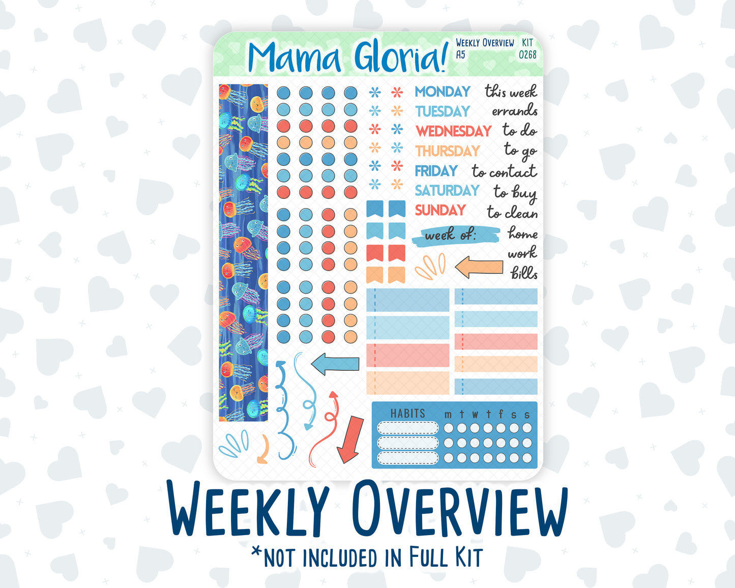 Kit 0268 - A5 - Daily Duo - Weekly Kit - June - Sea Sweeties