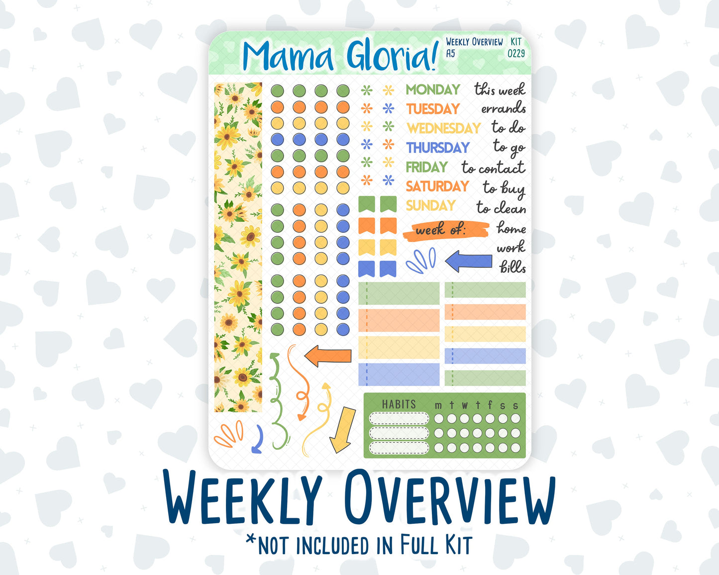 Kit 0229 - A5 - Daily Duo - Weekly Kit - August - Golden Faces