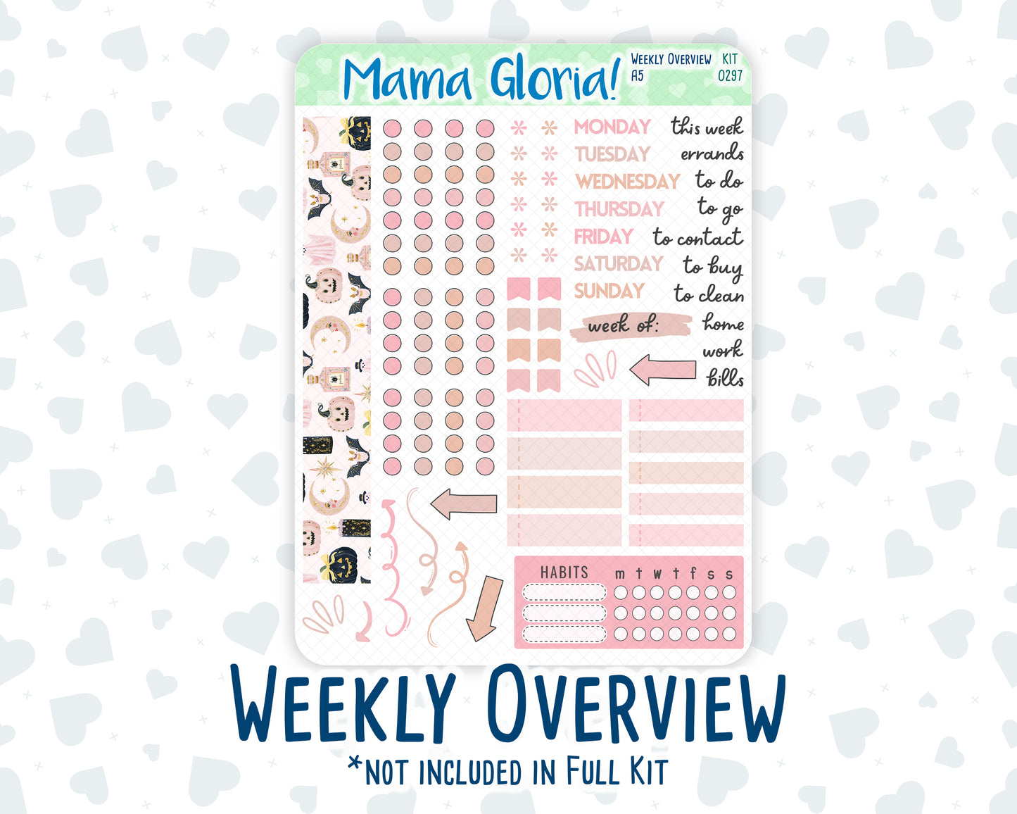 Kit 0297 - A5 - Daily Duo - Weekly Kit - October - Pink Spell