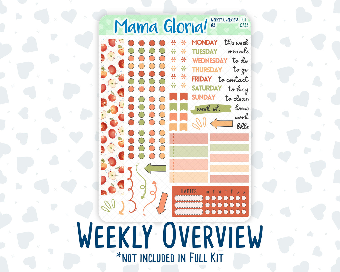 Kit 0235 - A5 - Daily Duo - Weekly Kit - September - Apple Orchard