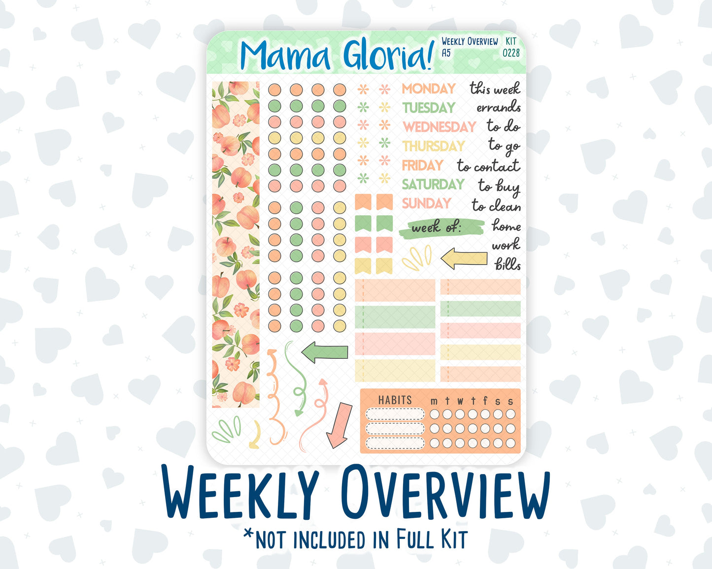 Kit 0228 - A5 - Daily Duo - Weekly Kit - August - Just Peachy