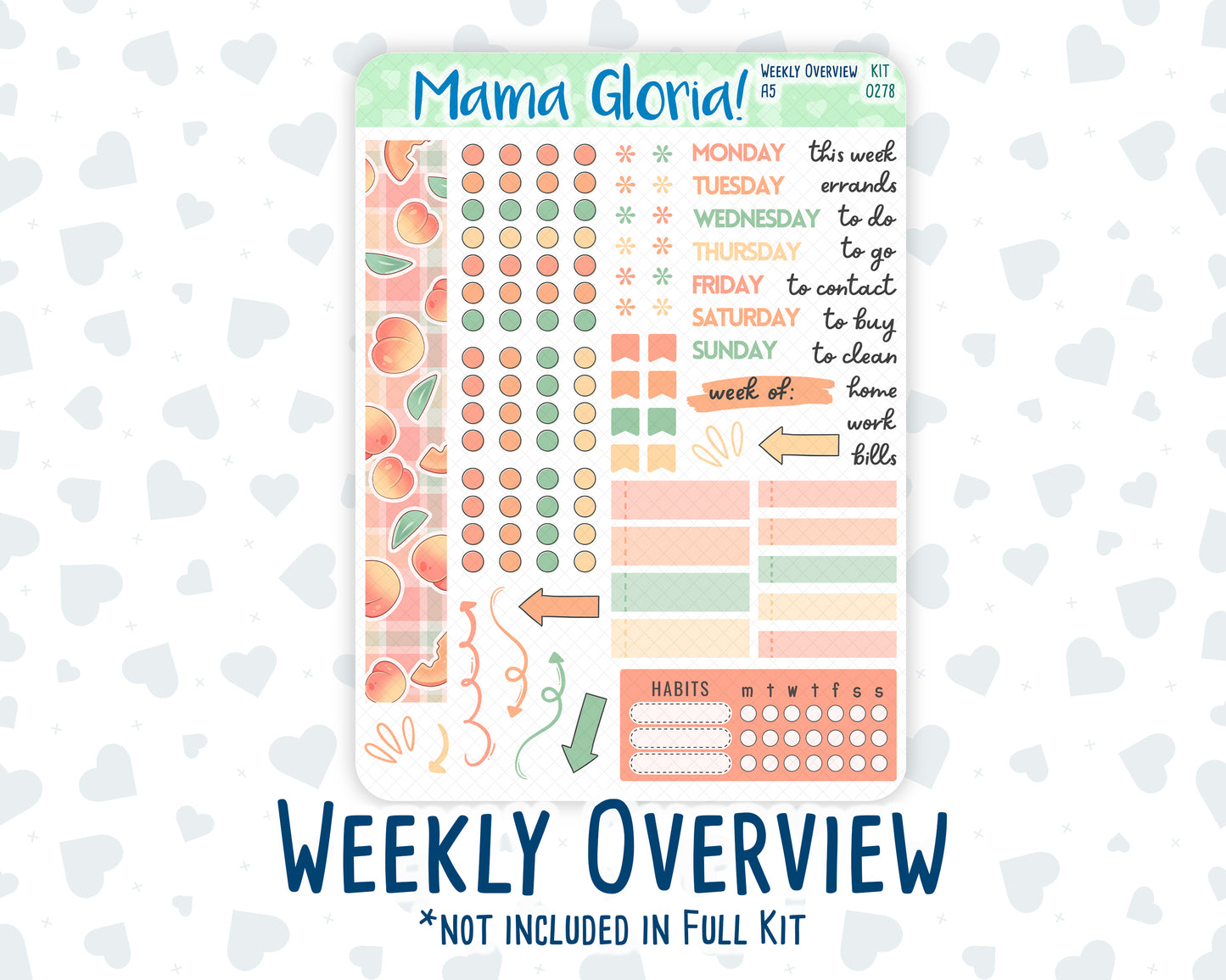 Kit 0278 - A5 - Daily Duo - Weekly Kit - August - Oops, All Peaches