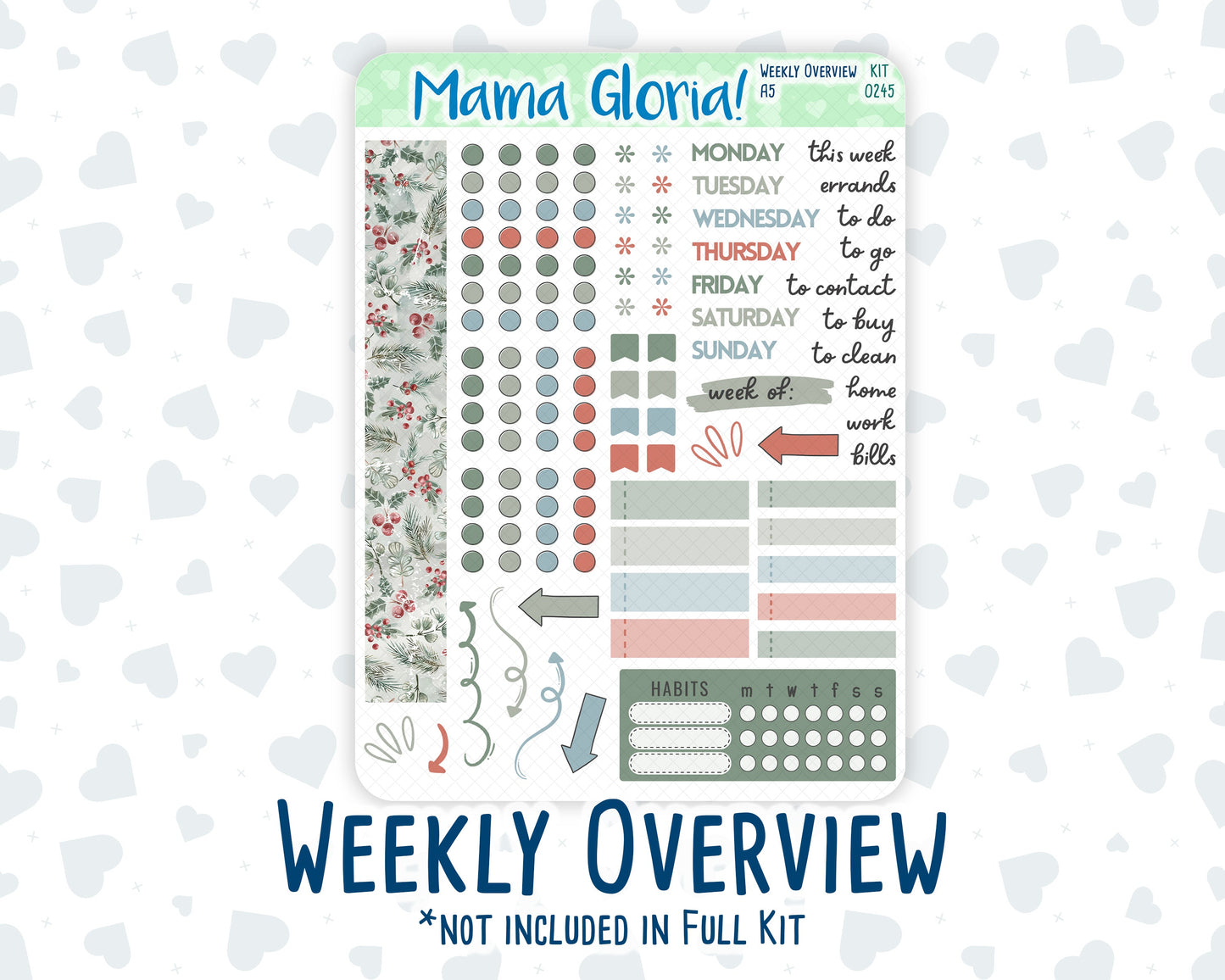 Kit 0245 - A5 - Daily Duo - Weekly Kit - December - Vintage Christmas