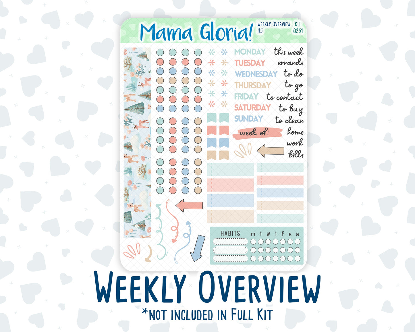 Kit 0251 - A5 - Daily Duo - Weekly Kit - January - Pine & Paws