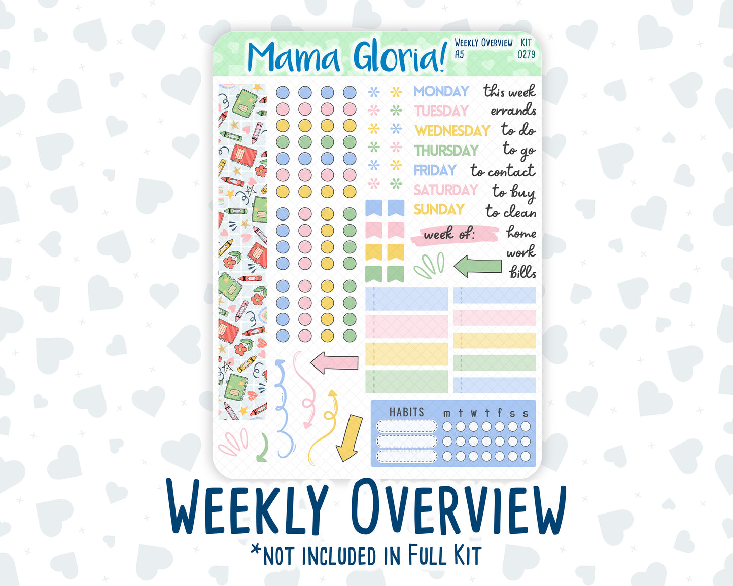 Kit 0279 - A5 - Daily Duo - Weekly Kit - August - Not Ready For School
