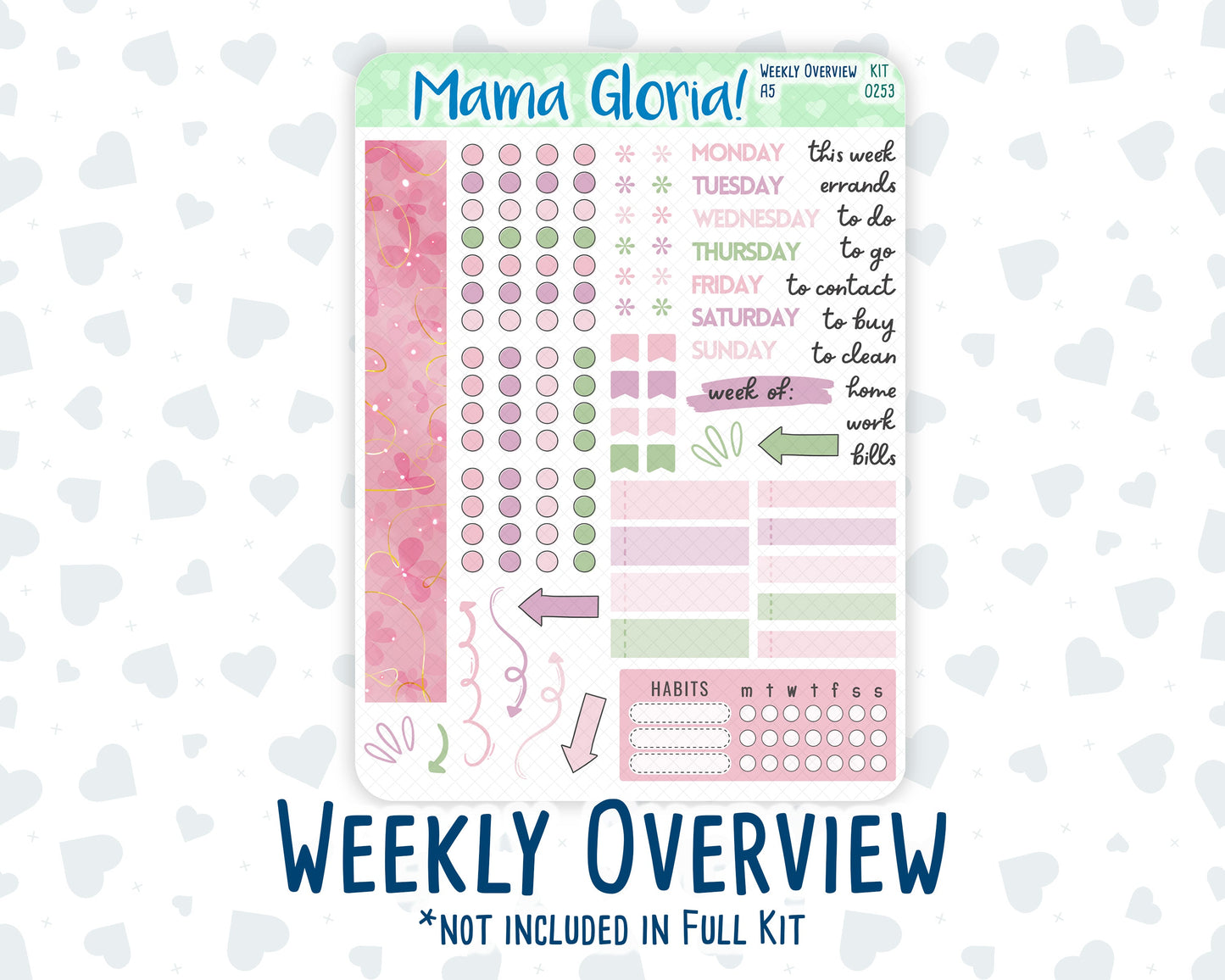 Kit 0253 - A5 - Daily Duo - Weekly Kit - February - Rosy Daydreams