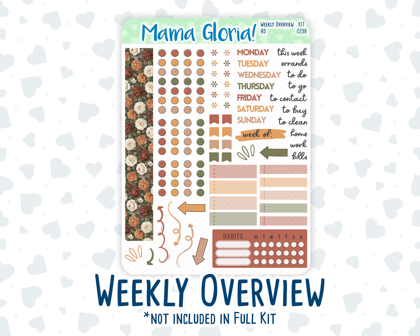 Kit 0298 - A5 - Daily Duo - Weekly Kit - October - Velvet Bloom