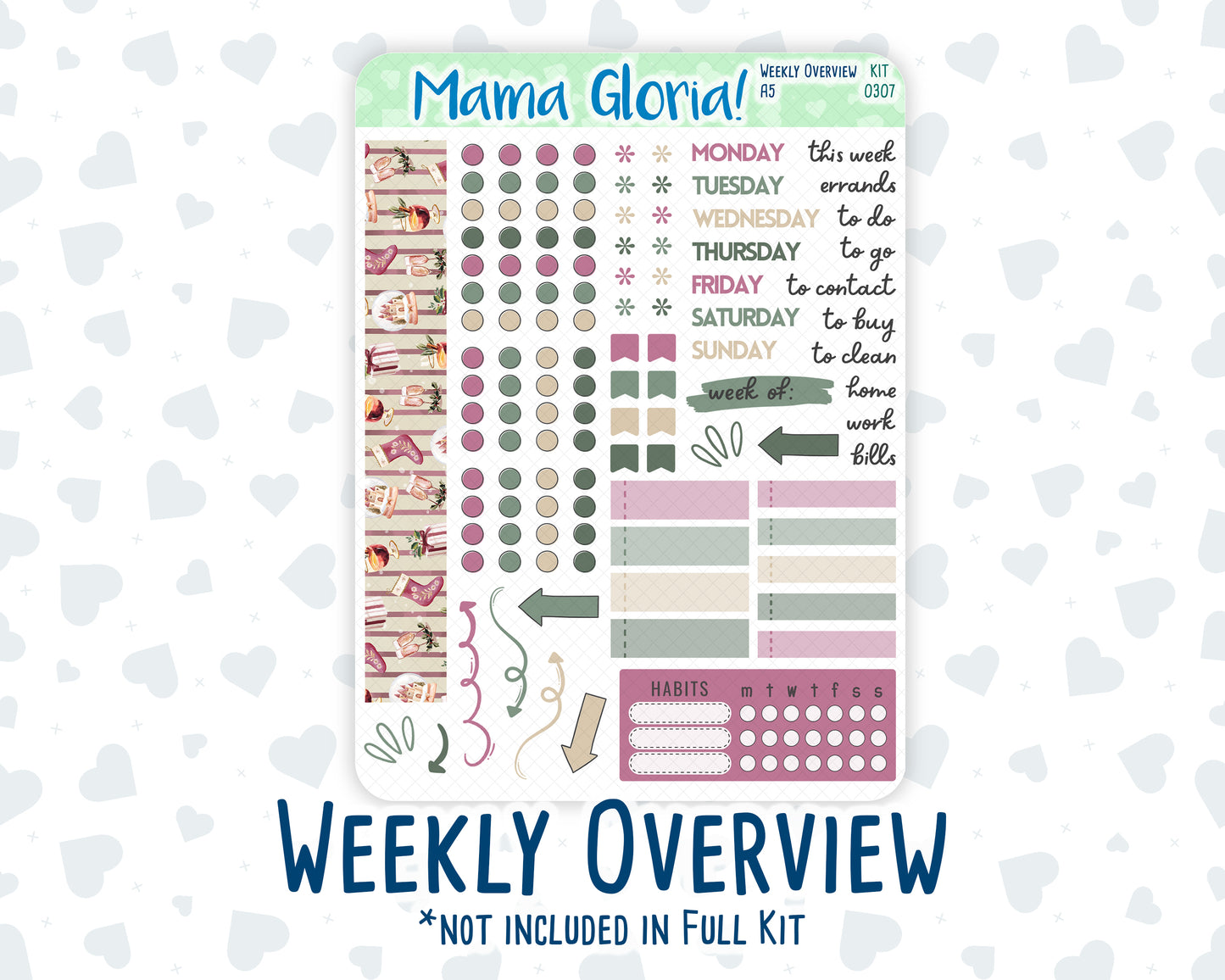 Kit 0307 - A5 - Daily Duo - Weekly Kit - December - Velvet Hearth