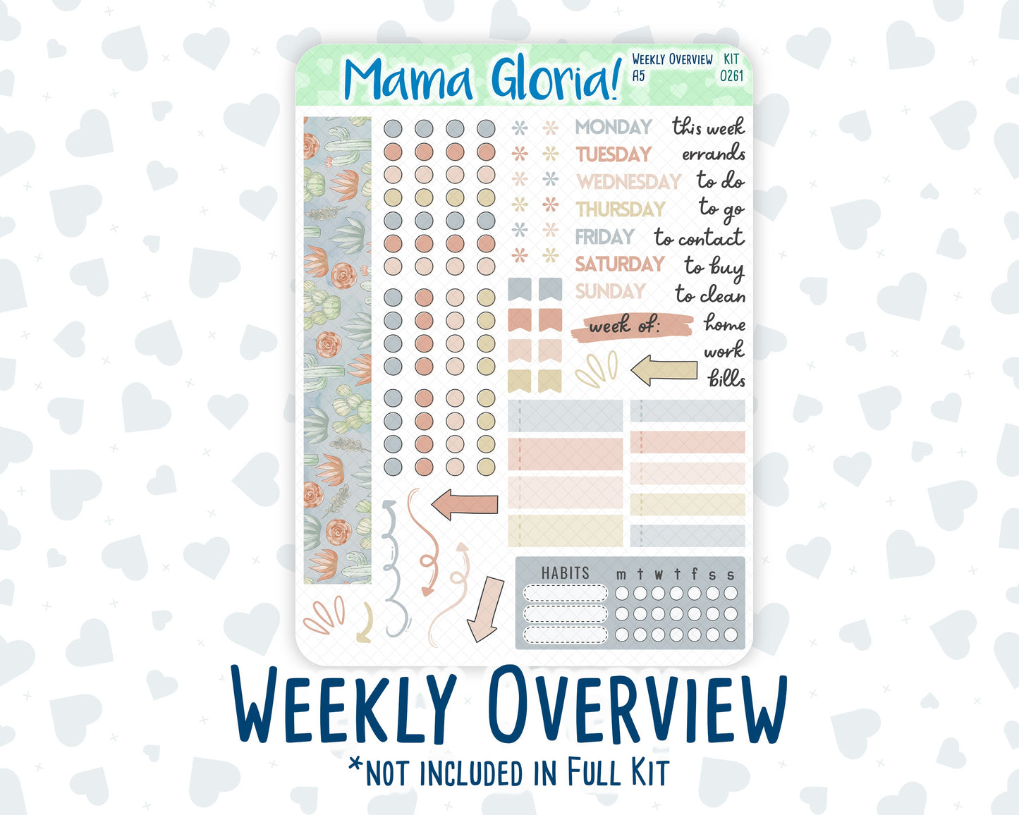 Kit 0261 - A5 - Daily Duo - Weekly Kit - April - Llama Spring