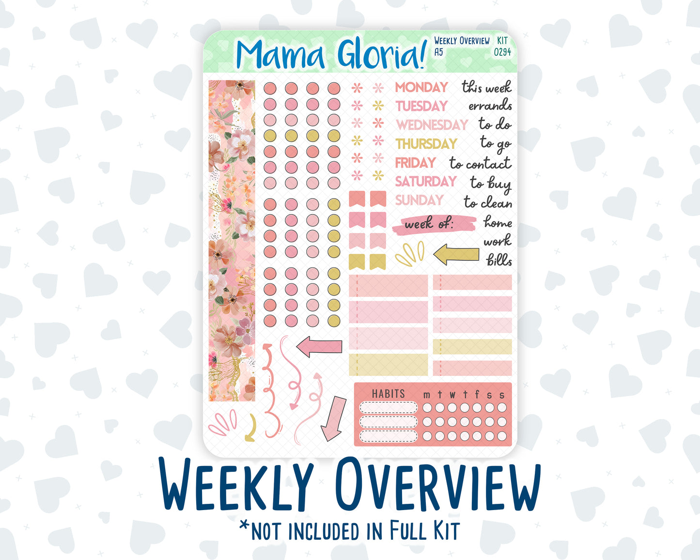 Kit 0294 - A5 - Daily Duo - Weekly Kit - September - Rosy Reveria
