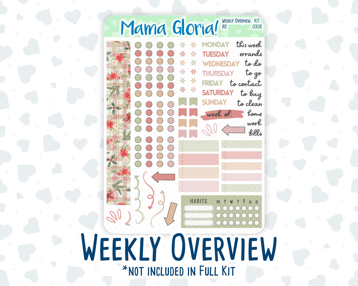 Kit 0308 - A5 - Daily Duo - Weekly Kit - December - Knit & Holly