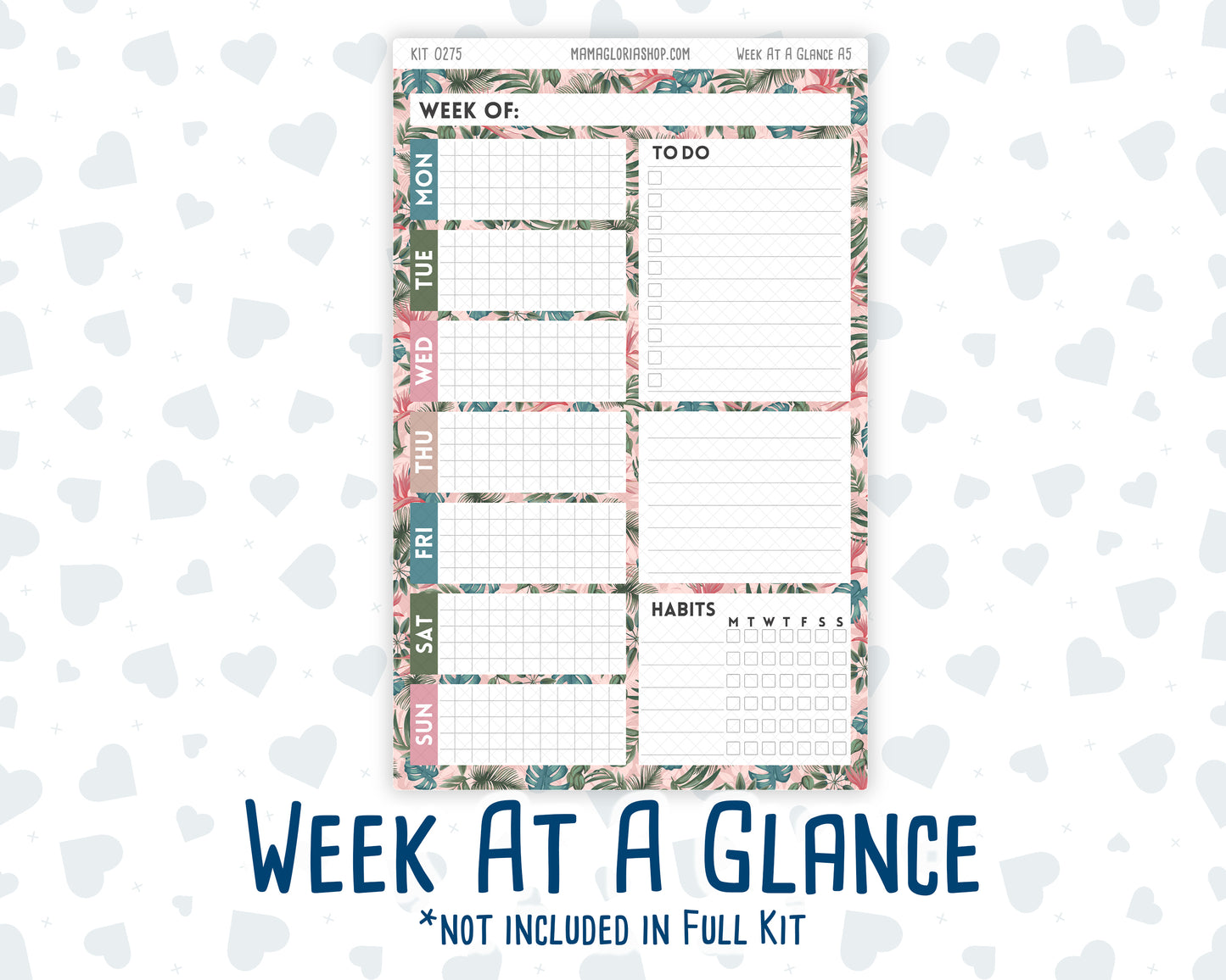 Kit 0275 - A5 - Daily Duo - Weekly Kit - July - Tropical Safari Blush