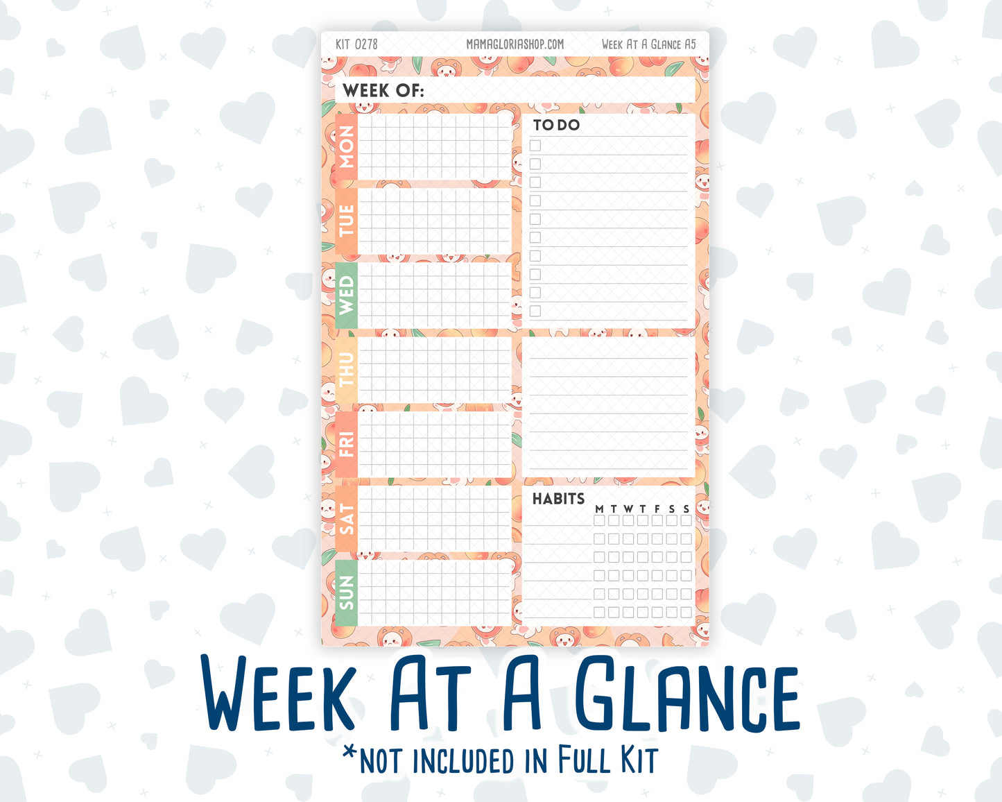 Kit 0278 - A5 - Daily Duo - Weekly Kit - August - Oops, All Peaches