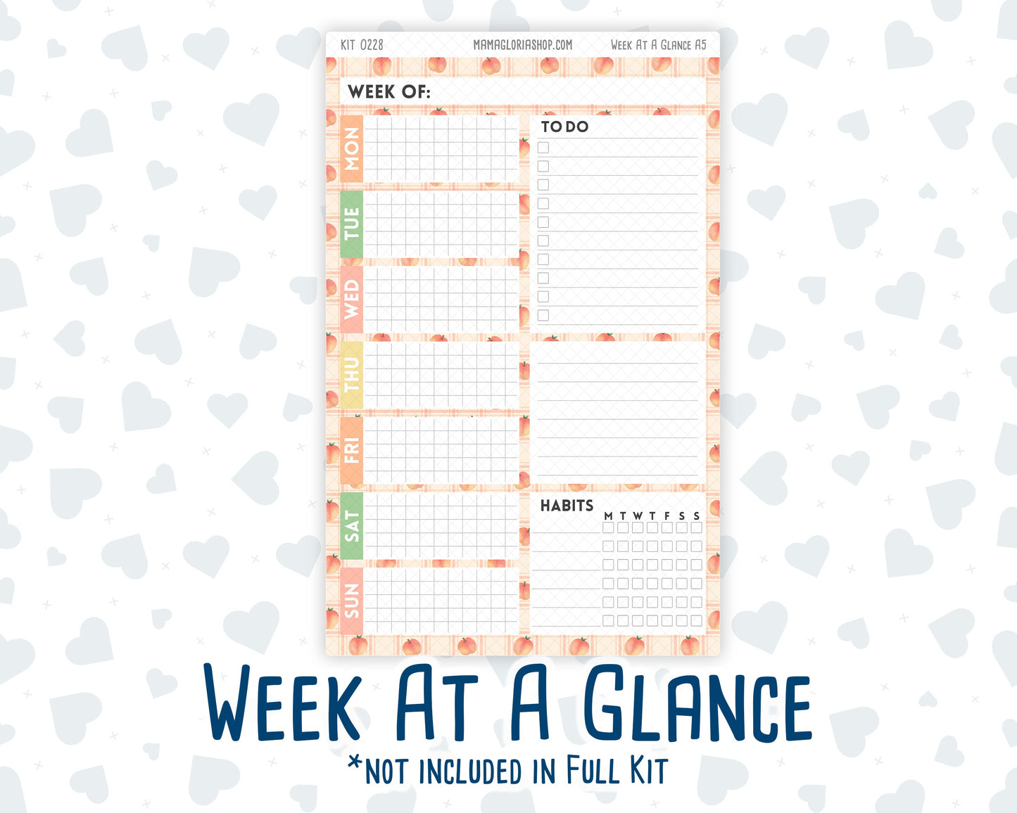 Kit 0228 - A5 - Daily Duo - Weekly Kit - August - Just Peachy