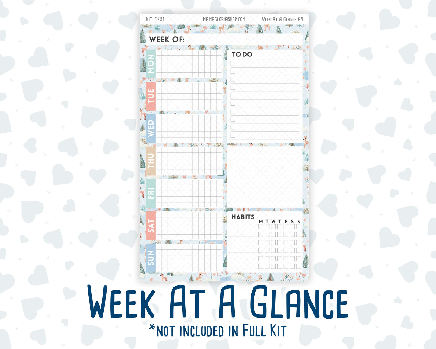 Kit 0251 - A5 - Daily Duo - Weekly Kit - January - Pine & Paws