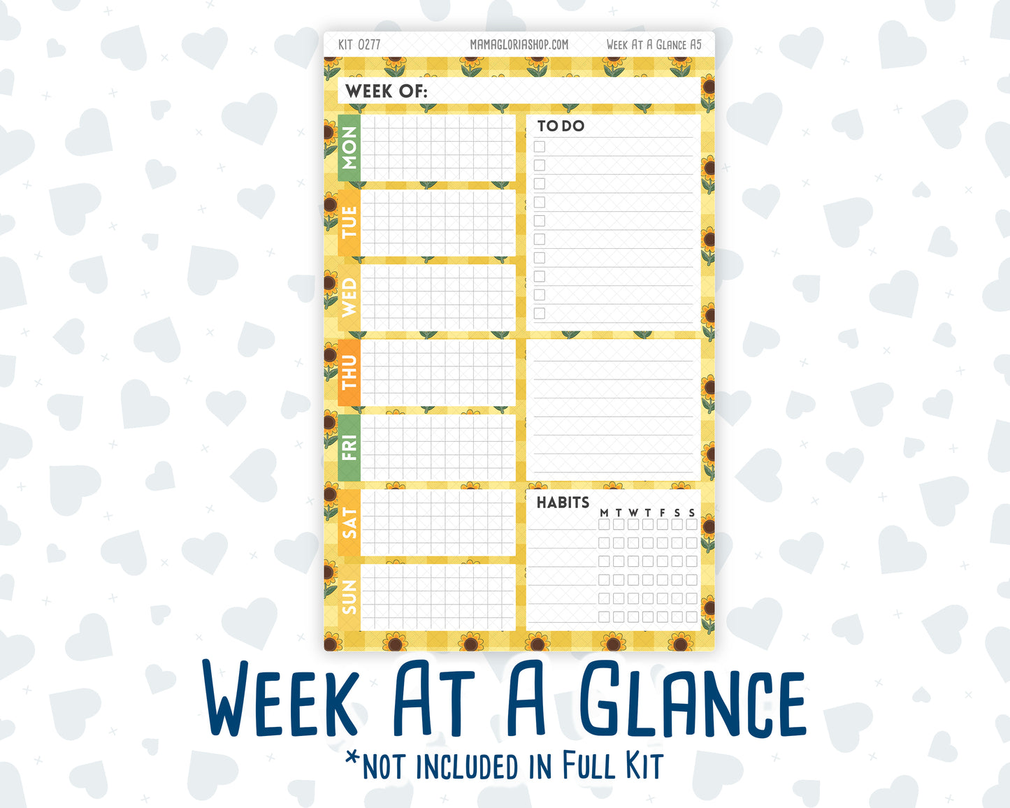 Kit 0277 - A5 - Daily Duo - Weekly Kit - August - Sunflower Drama Club