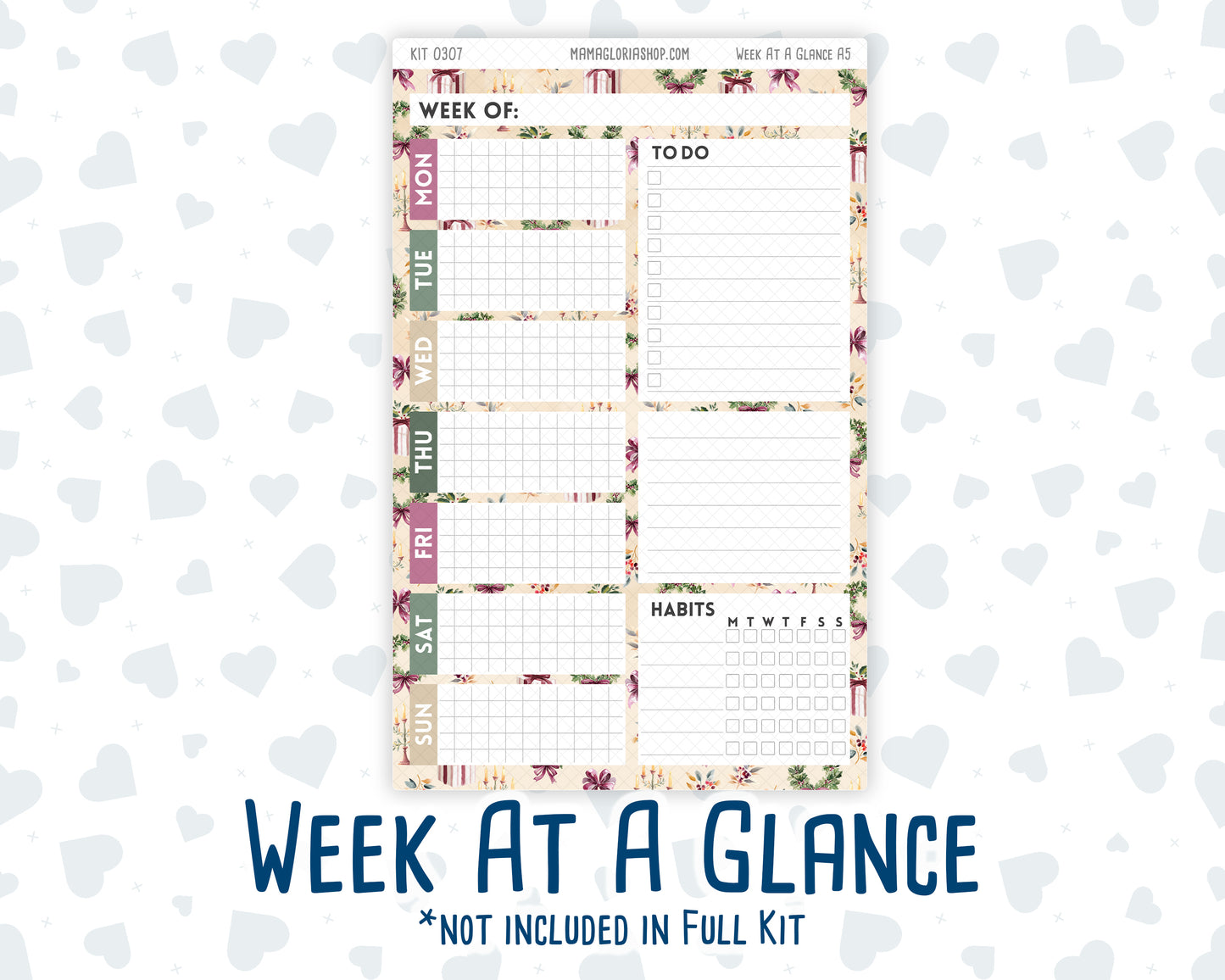 Kit 0307 - A5 - Daily Duo - Weekly Kit - December - Velvet Hearth