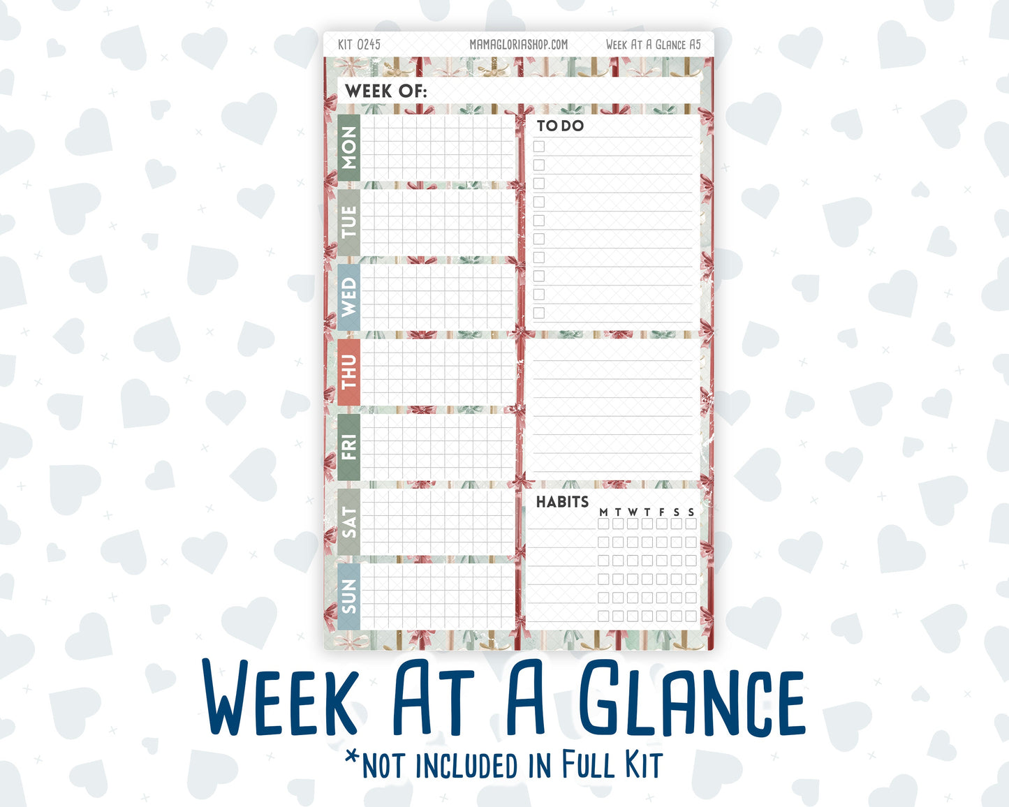 Kit 0245 - A5 - Daily Duo - Weekly Kit - December - Vintage Christmas