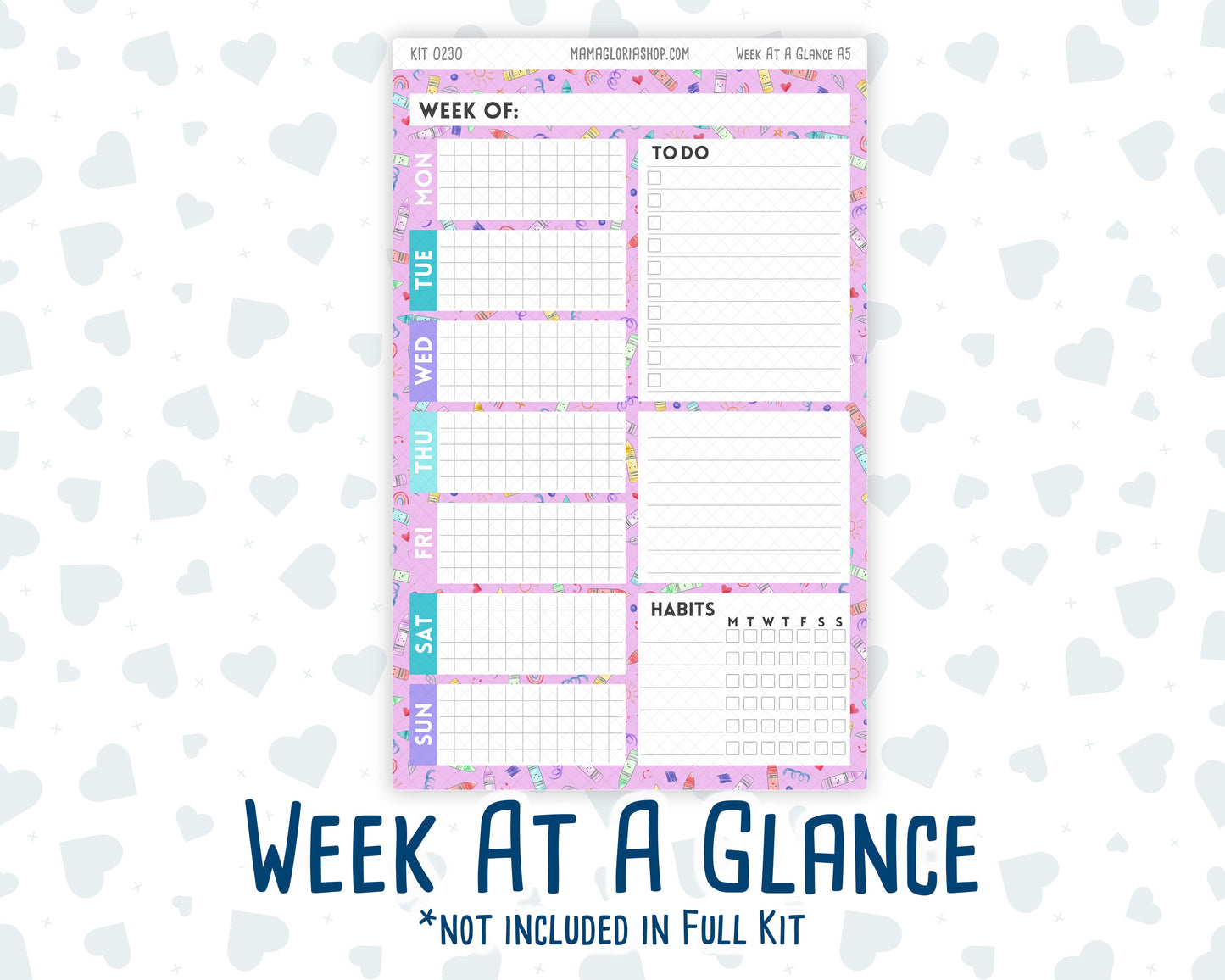 Kit 0230 - A5 - Daily Duo - Weekly Kit - August - School Daze