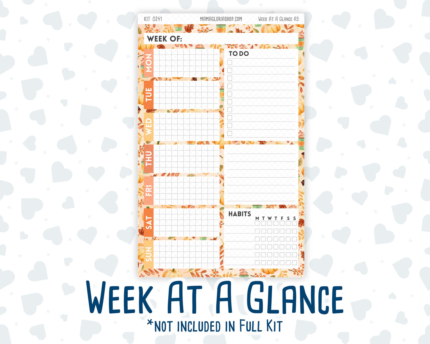 Kit 0241 - A5 - Daily Duo - Weekly Kit - November - Pumpkin Latte