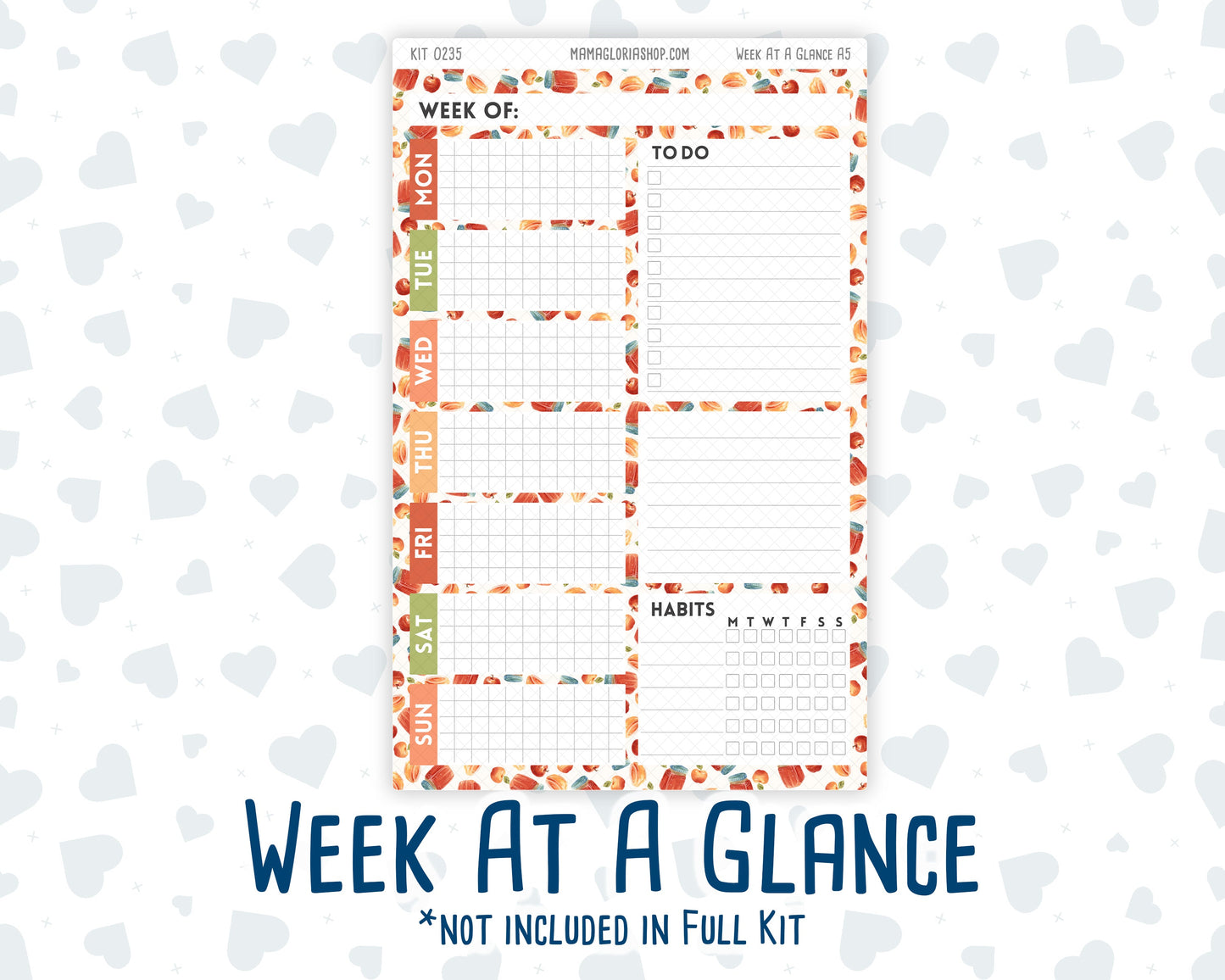 Kit 0235 - A5 - Daily Duo - Weekly Kit - September - Apple Orchard