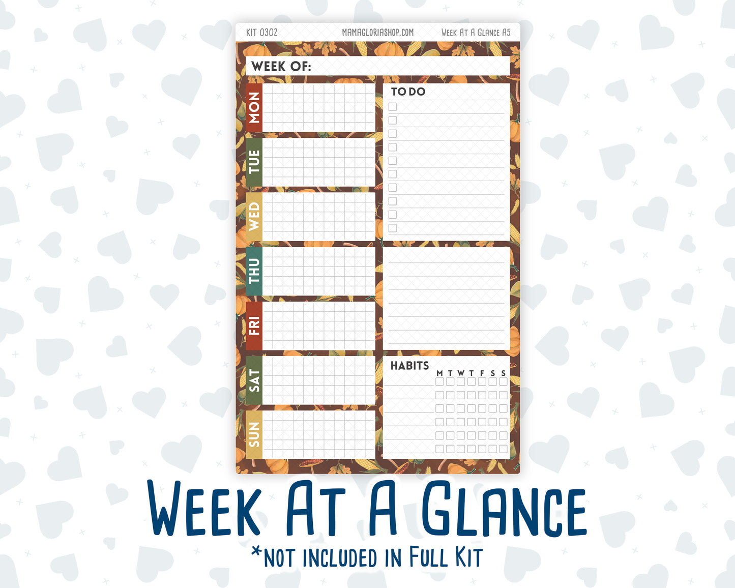 Kit 0302 - A5 - Daily Duo - Weekly Kit - November - Thankful Season