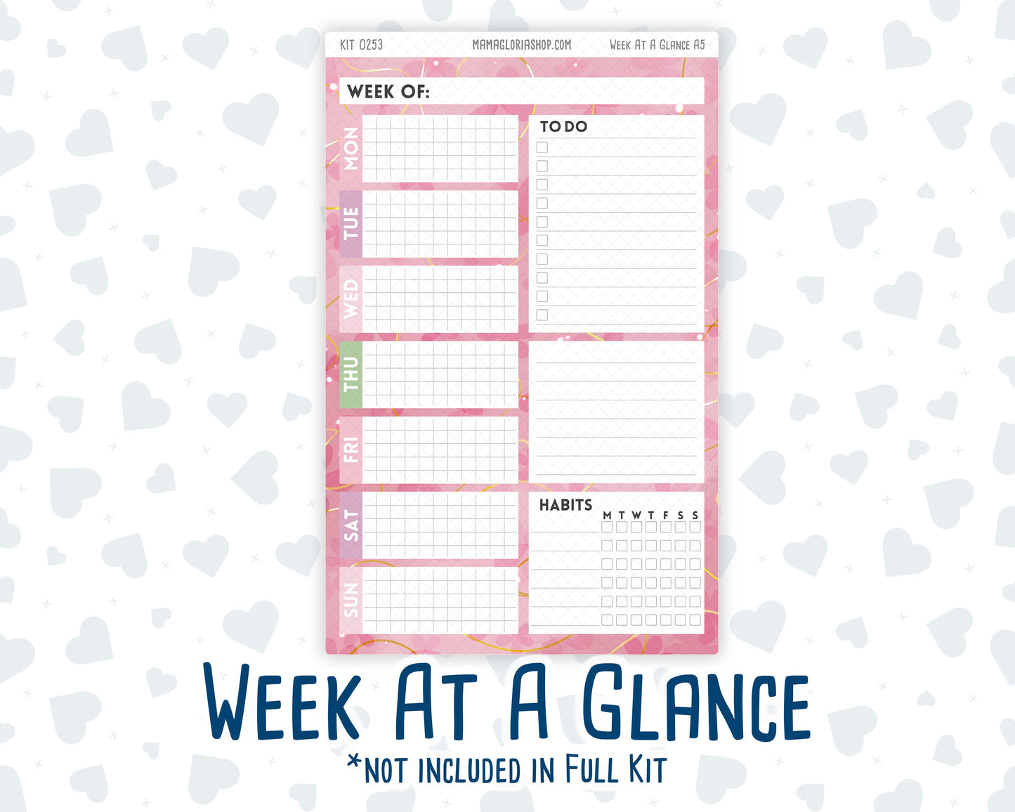 Kit 0253 - A5 - Daily Duo - Weekly Kit - February - Rosy Daydreams