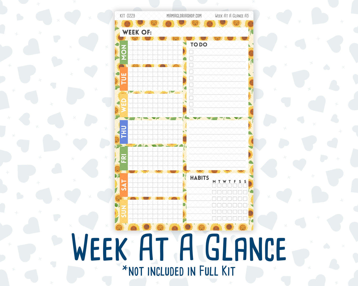 Kit 0229 - A5 - Daily Duo - Weekly Kit - August - Golden Faces