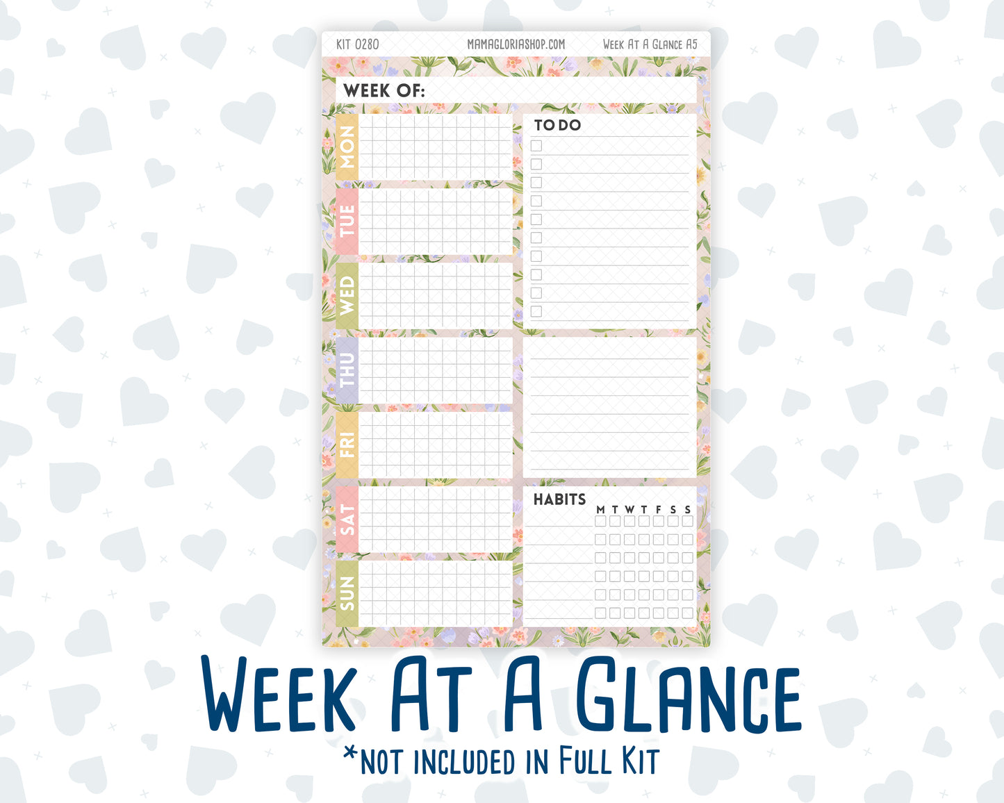 Kit 0280 - A5 - Daily Duo - Weekly Kit - Half Past Six In August