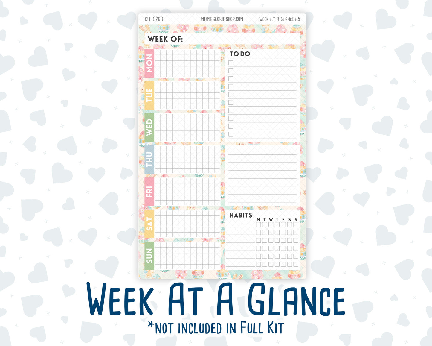 Kit 0260 - A5 - Daily Duo - Weekly Kit - April - Pastel Egg Hunt