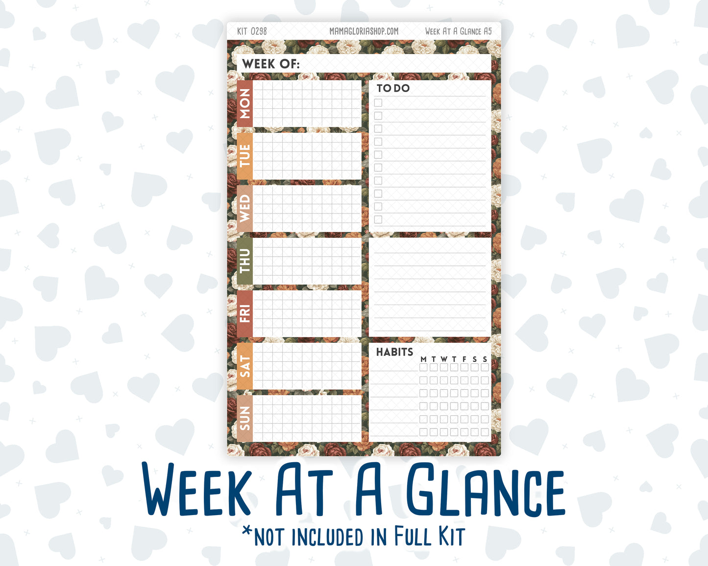 Kit 0298 - A5 - Daily Duo - Weekly Kit - October - Velvet Bloom