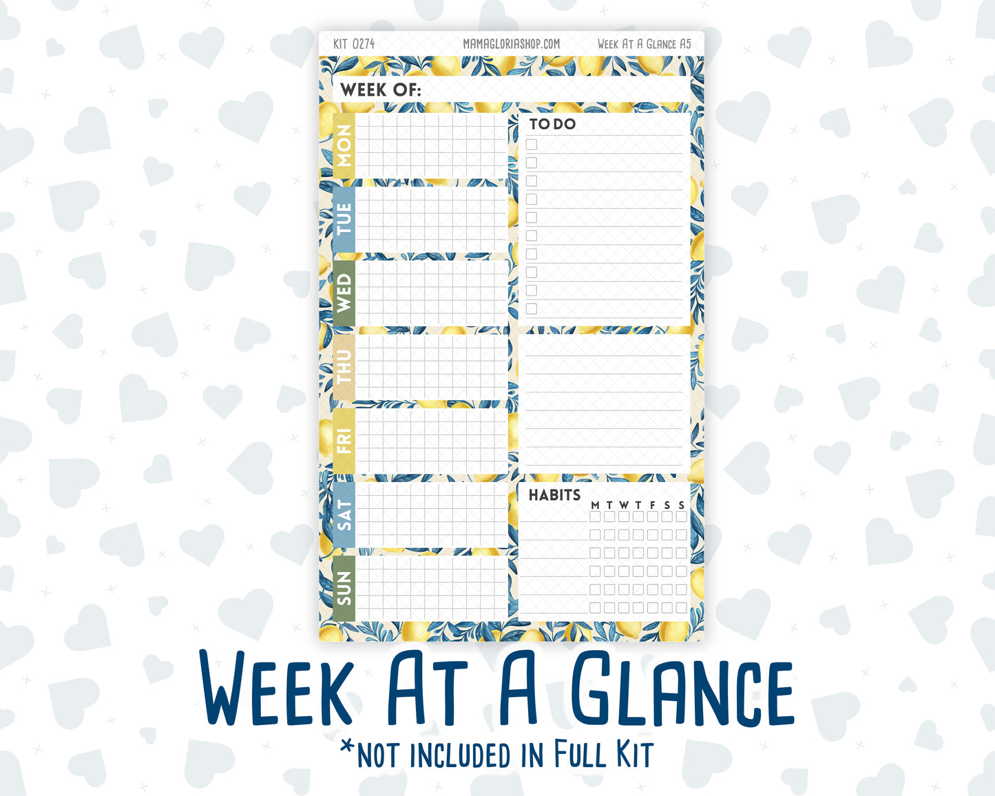 Kit 0274 - A5 - Daily Duo - Weekly Kit - July - Sunny Lemon Shore