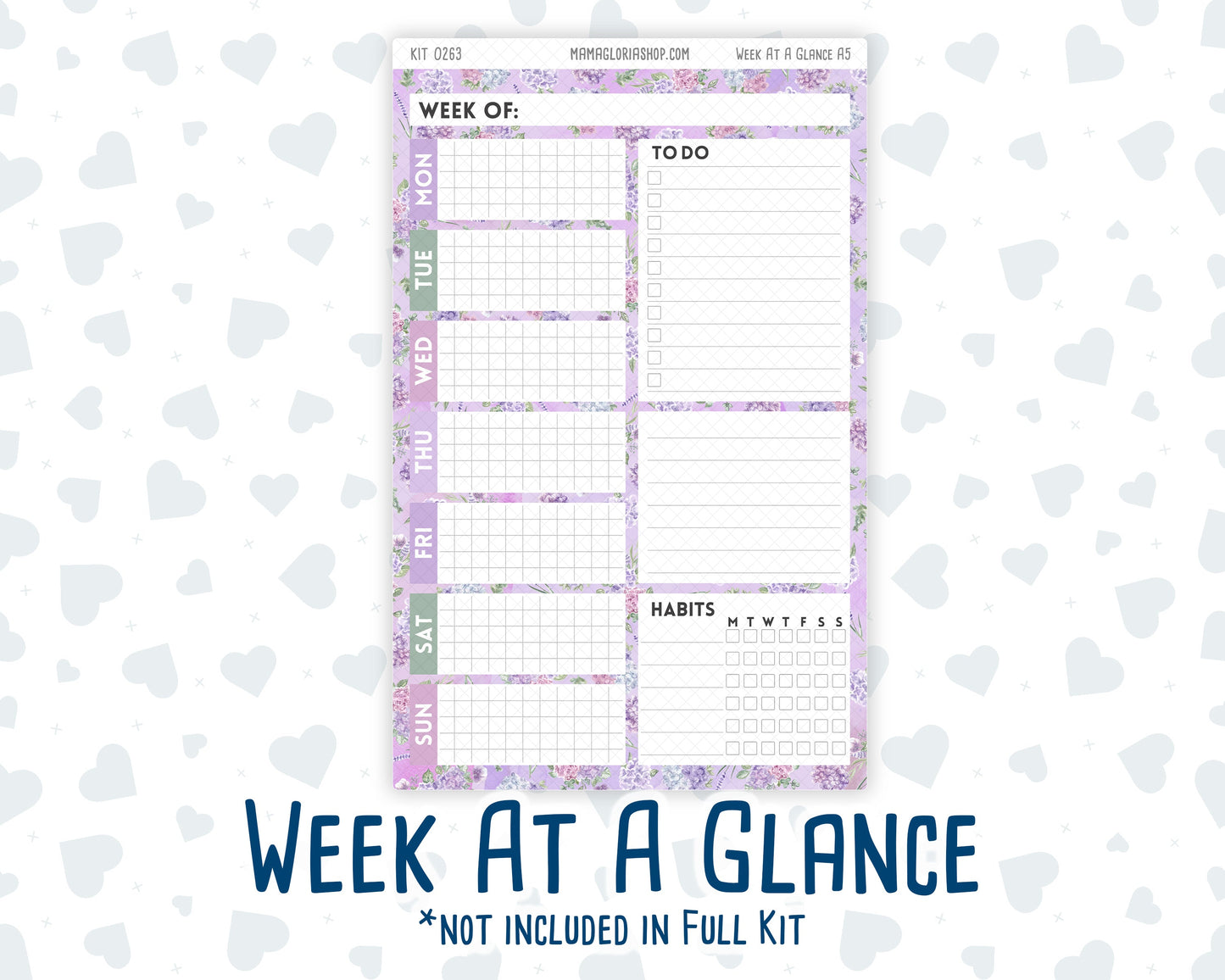Kit 0263 - A5 - Daily Duo - Weekly Kit - April - Lavender Drift
