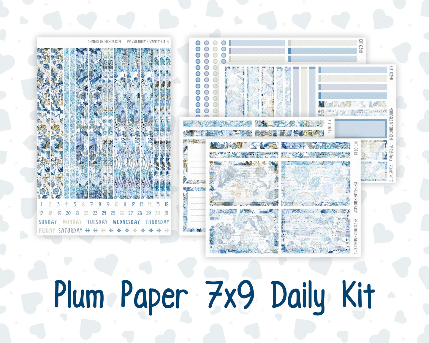 Kit 0249 - 7x9 - Plum Paper Daily - Weekly Kit - January - Icy Lace