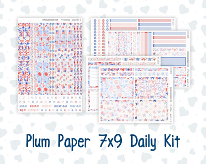 Kit 0273 - 7x9 - Plum Paper Daily - Weekly Kit - July - Americana In Bloom
